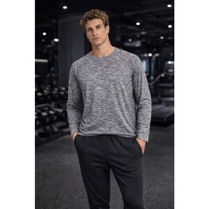 Koral Men’s Long Sleeve Performance Top Medium Gray Space Dye Athletic Shirt NWT